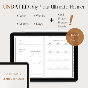 UNDATED Ultimate Yearly Planner | Digital planning | 1000 pages | White Gold