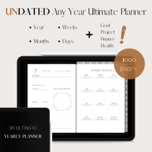 UNDATED Ultimate Yearly Planner | Digital planning | 1000 pages | Black leather