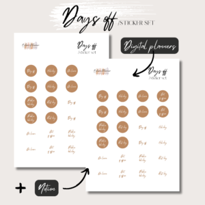 Days Off | Digital Handdrawn Stickers Set | Digital Planning + Notion | Gold