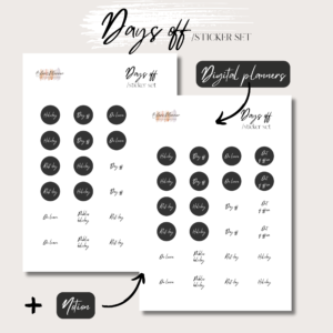 Days Off | Digital Handdrawn Stickers Set | Digital Planning + Notion | Black 1