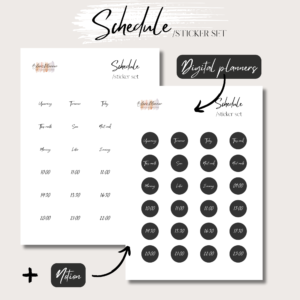 Schedule | Digital Handdrawn Stickers Set | Digital Planning + Notion | Black 1