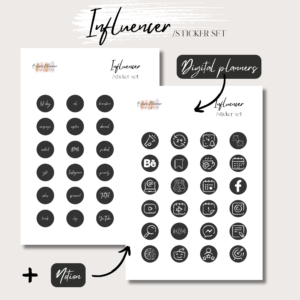 Influencer Pack | Digital Handdrawn Stickers Set Bundle | Digital Planning + Notion | Black 1