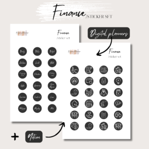 Finance | Digital Handdrawn Stickers Set | Digital Planning + Notion | Black 1