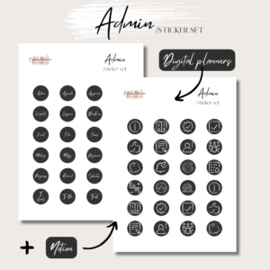 Admin | Digital Handdrawn Stickers Set | Digital Planning + Notion | Black 1