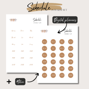 Schedule | Digital Handdrawn Stickers Set | Digital Planning + Notion | Gold 1
