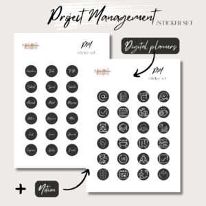 Project Management | Digital Handdrawn Stickers Set | Digital Planning + Notion | Black 1