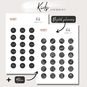 Kids handdrawn digital stickers black 1