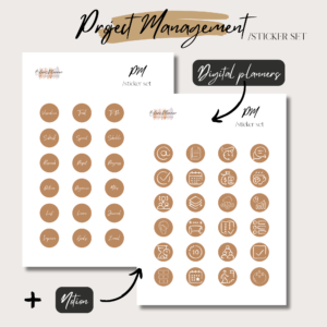 Project Management | Digital Handdrawn Stickers Set | Digital Planning + Notion | Gold 1