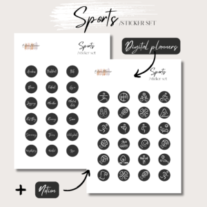 Sports | Digital Stickers Set | Digital Handdrawn Planning + Notion | Black 1