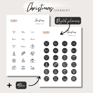 Christmas | Digital Hanndrawn Stickers Set | Digital Planning + Notion | Black 1