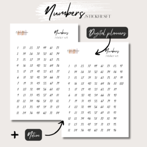 Numbers | Digital Handdrawn Stickers Set | Digital Planning + Notion | Black