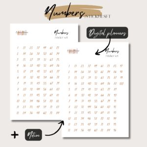 Numbers | Digital Handdrawn Stickers Set | Digital Planning + Notion | Gold