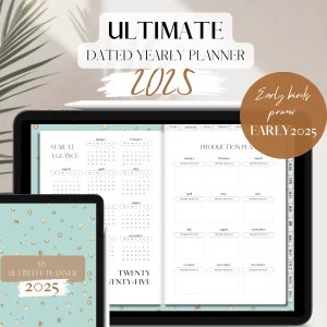 2025 DATED Ultimate Yearly Planner | Digital planning | 1000 pages | Azure Bliss_early2025_corr