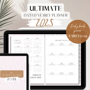 2025 DATED Ultimate Yearly Planner | Digital planning | 1000 pages | Candy Stripes_early2025_corr