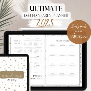 2025 DATED Ultimate Yearly Planner | Digital planning | 1000 pages | Pearl & Gold_early2025_corr