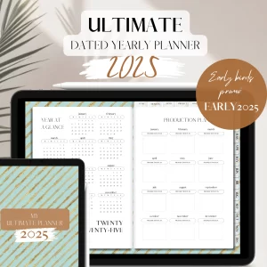 2025 DATED Ultimate Yearly Planner | Digital planning | 1000 pages | Striped Serenity_early2025_corr