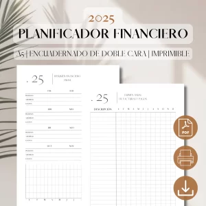 Planificador y Seguimiento Financiero 2025 | PDF Imprimible | Planificador de Presupuesto | Registro de Gastos | Planificador Minimalista | A5, 5.5 x 8.5