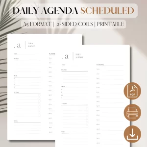 Daily Agenda Scheduled UNDATED | PDF Printable Planner Insert | Hourly Planner | Minimalist To Do Planner | Priority Planner | A5