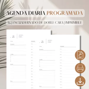Agenda Diaria sin Fechas | Inserto de Planificador Imprimible en PDF | Planificador por Horas | Planificador Minimalista de Tareas | Planificador de Prioridades | A5
