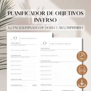 Planificador de Objetivos Inverso | 1 Página | Inserto de Planificador Imprimible en PDF | Desglose de Objetivos | Planificador Minimalista de Establecimiento de Objetivos | A5, 5.5 x 8.5