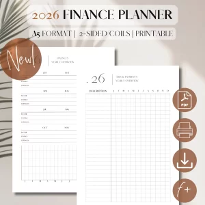 2026 Finance Planner & Tracker Printable | PDF Printable Planner Insert | Budget Planner | Expense Tracker | Minimalist Planner | A5, 5.5 x 8.5”_1