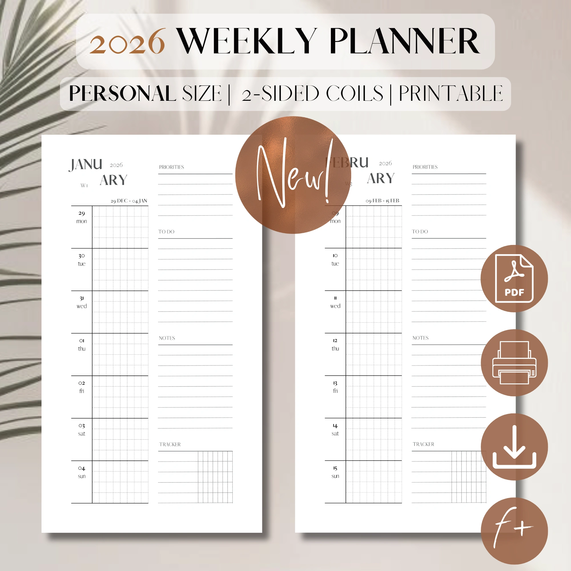 2026 Horizontal Weekly Agenda On 1 Page | PDF Printable Planner Insert ...