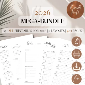 2026 PRINTABLE PLANNER INSERTS MEGA-BUNDLE | Yearly, Monthly, Weekly, and Financial Planning Inserts | 9 Layouts | 403 Pages | A5 (5.5 x 8.5 in)_1
