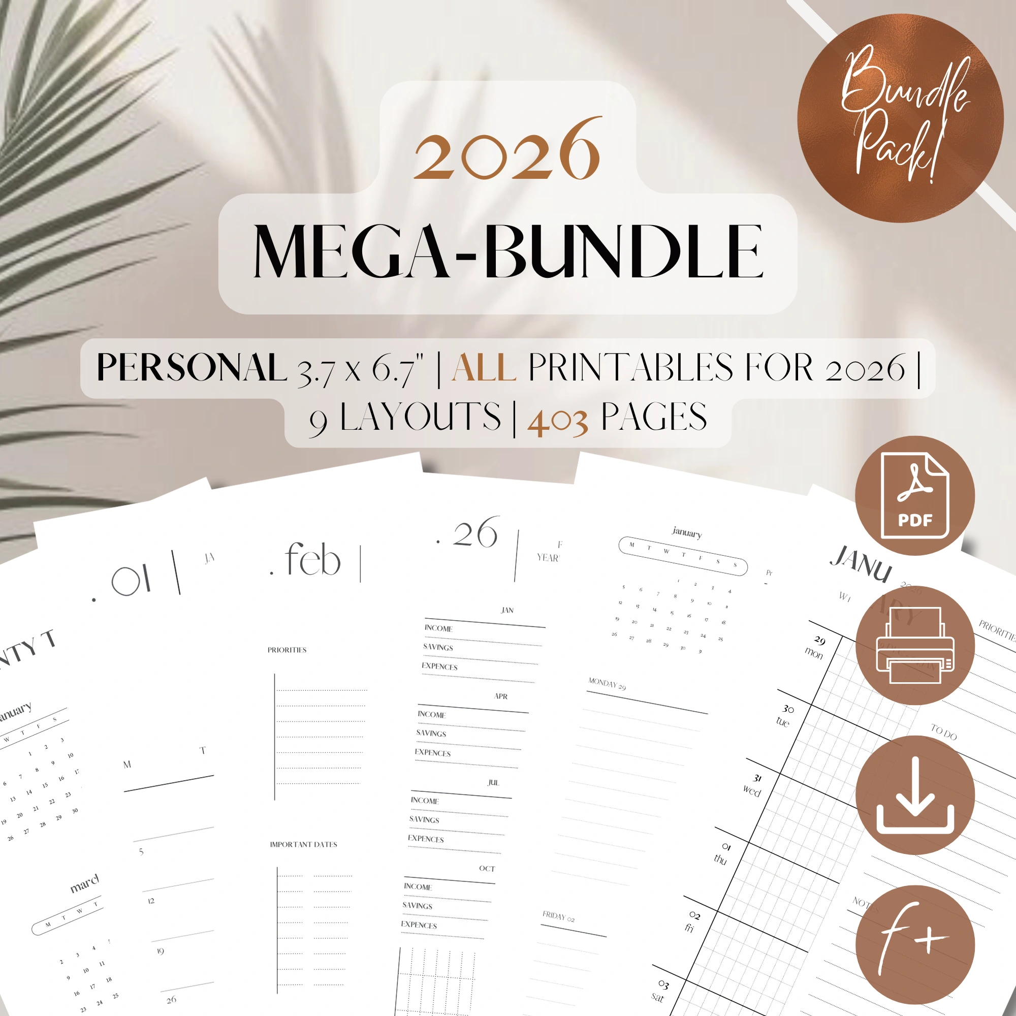 2026 PRINTABLE PLANNER INSERTS MEGA-BUNDLE | Yearly, Monthly, Weekly ...